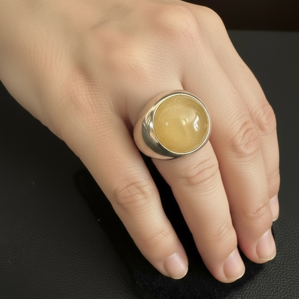 Sterling silver and genuine Amber statement ring
